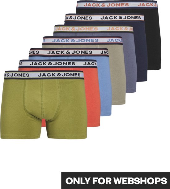 JACK & JONES Jacmarco trunks (7-pack) - heren boxers normale - blauw - groen - zwart en rood - Maat: