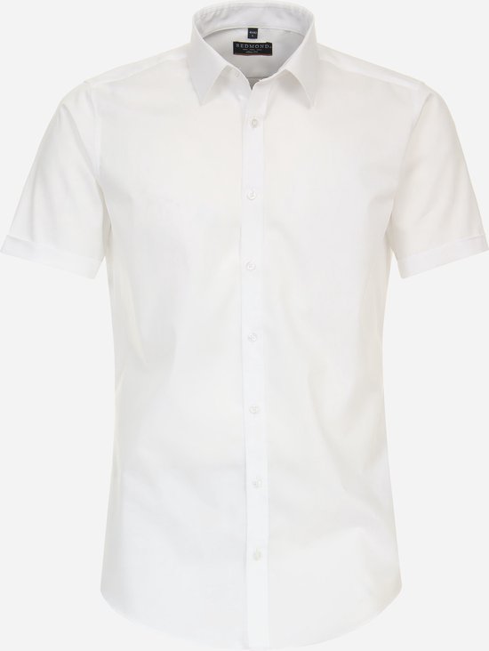 Redmond slim fit overhemd - korte mouw - popeline - wit - Strijkvriendelijk - Boordmaat: 39/40