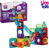 LiasToys® - speelgoed magnétiques légers - Tuiles magnétiques - 80 pièces - Piste de billes - speelgoed Montessori - Bouwstenen magnétiques - Billes électroluminescentes