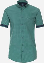 Redmond comfort fit overhemd - korte mouw - popeline - groen geruit - Strijkvriendelijk - Boordmaat: 39/40