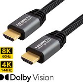 Qnected® HDMI 2.1 kabel 2,5 meter | Ultra High Speed | 4K 120Hz & 144Hz, 8K 60Hz Ultra HD | 48 Gbps | PS5, Xbox Series X & S | Graphite Grey