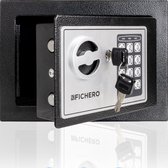 Elektronische Kluis Staal - Kluisje met Cijferslot - Geldkluis - 17 x 23 x 17 cm - 4,5 L - Zwart - Fichero