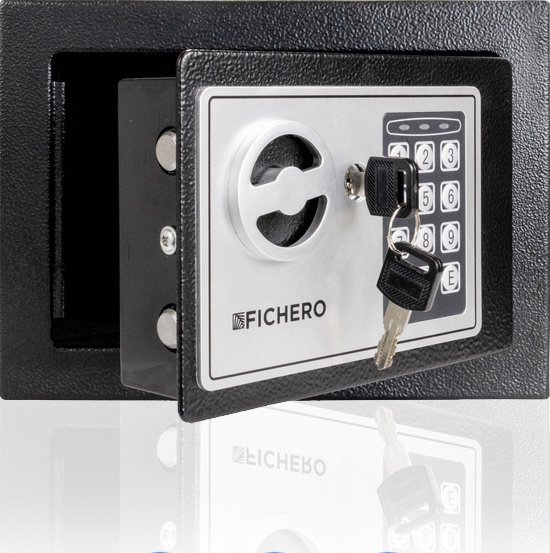 Elektronische Kluis Staal - Kluisje met Cijferslot - Geldkluis - 17 x 23 x 17 cm - 4,5 L - Zwart - Fichero