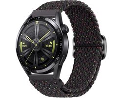 Stravo 22mm Nylon Elastisch Bandje - Geschikt voor Samsung Galaxy Watch 3 45mm / Galaxy Watch 46mm / Gear S3 Classic & Frontier - Polar Vantage M / M2 / V3 / Grit X - Garmin Vivoactive 4 - Nylon horlogebandje voor Huawei GT 6 46mm - Zwarte eenheid