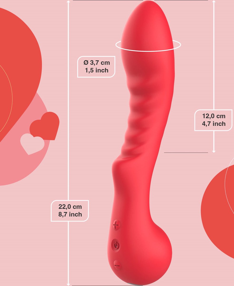 Flexibele G-spotvibrator met Licht Gebogen Schacht - Vibrator Met Geribbelde Schacht - G-Spot en Vaginale Stimulatie