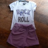 New collection - T-shirt - Rock & Roll - wit/paars - maat 104