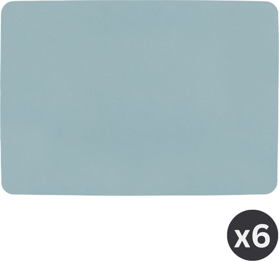 ZICZAC - Set de table TOGO - Lot de 6 - Double face - Simili cuir - 33x45 cm, bleu clair