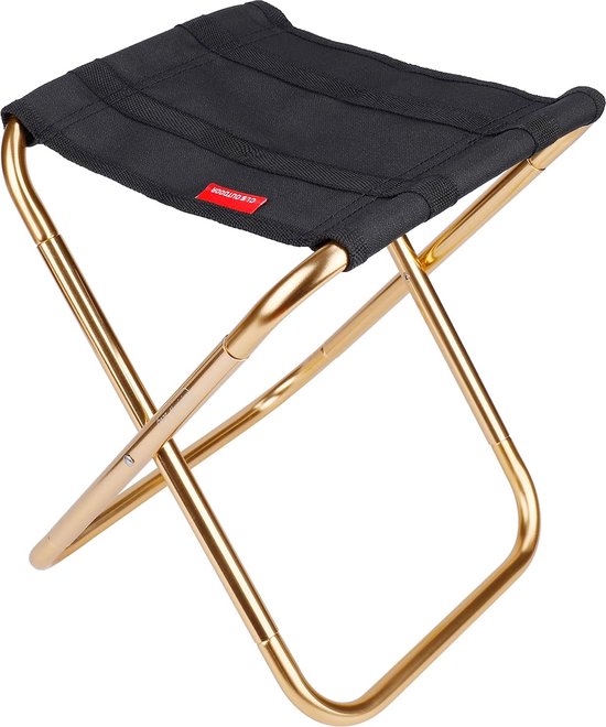 Tabouret de Camping, Tabouret d'extérieur, Tabouret Pliant en Aluminium, Mini Tabouret Portable pour Camping, Voyage, Barbecue, Pique-Nique, Noir, 30 x 25,5 x 31,5 cm