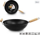 Set de poêles wok - Zwart - 3 Pièces - (26 cm, 32 cm, 34 cm) - Equipé de la Technologie antiadhésive Premium - Tous Plaques de cuisson dont induction - Idéal pour les repas quotidiens et les créations culinaires