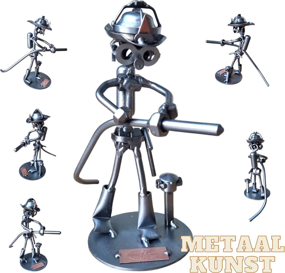Brandweerman-metaal kunst-metaal beeld-brandweer-het best cadeau-uniek-verjaardag-sinterklas gift-kerst-geschenk