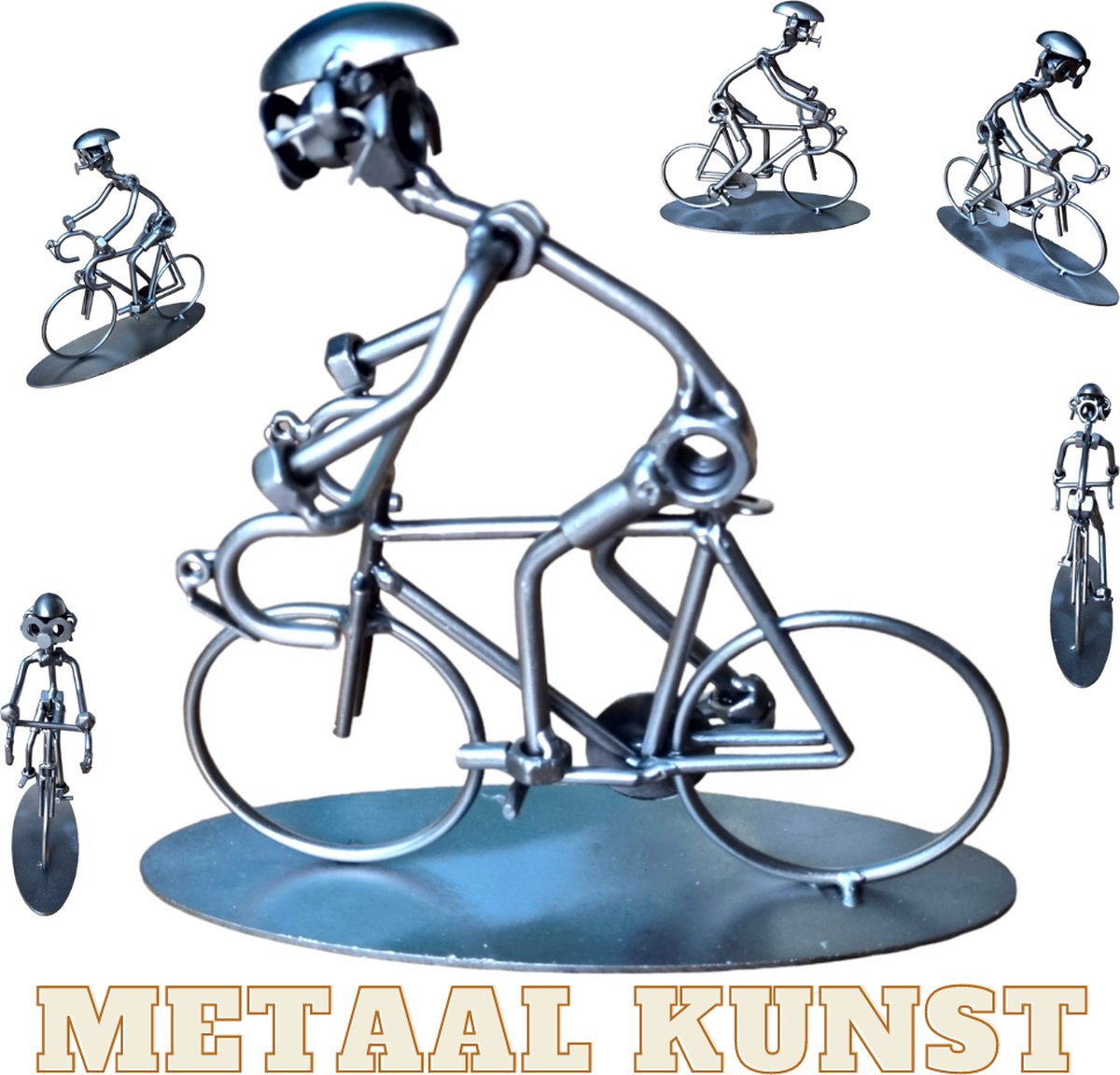 Wielrenner-metaal kunst-metaal beeld-fiets-sport-het best cadeau-uniek-verjaardag-sinterklas gift-kerst-geschenk