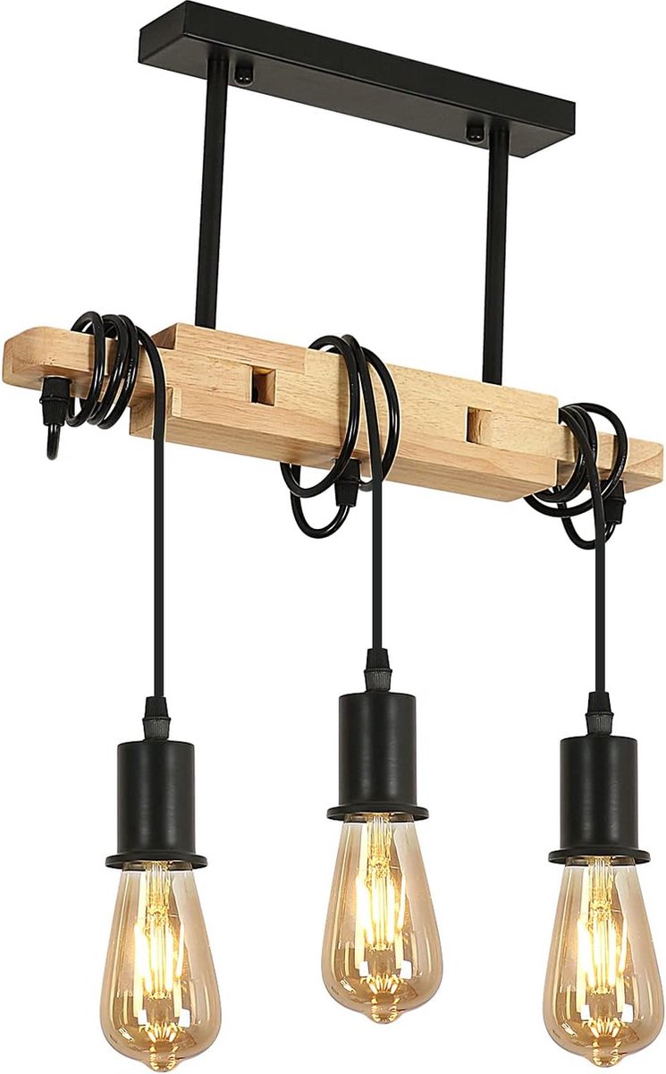 Goeco hanglamp - 40cm - Medium - E27 - zwart - metaal - verstelbare hoogte - voor woonkamer keuken slaapkamer - lamp niet inbegrepen