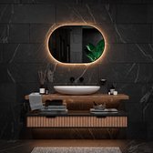 Mirlux Badkamerspiegel met LED Verlichting & Verwarming – Wandspiegel Ovaal – Anti Condens Douchespiegel - Zwart - 90x60CM