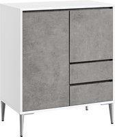 Signature home meuble de rangement - buffet - meuble de cuisine avec portes - étagères réglables en hauteur - 2 tiroirs - moderne - pour salon - gris béton - 40 x 70 x 85 cm