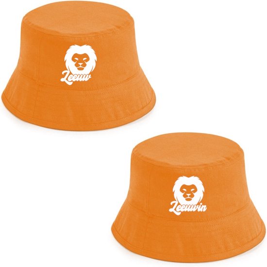 Leeuw Leeuwin duo pack rustaagh hoedje oranje - bucket hat - vissershoedje - EK accessoires - EK artikelen - EK hoedje - EK 2024 - Nederlands Elftal