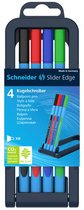 5x étui à stylo à bille Schneider Slider Edge en 4 couleurs de base