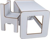 Industrial living kinderbureau - Kindertafel met stoel - Speeltafel - Tekentafel - Activiteitentafel - Peutertafel 1 t/m 7 jaar - Hout - Wit