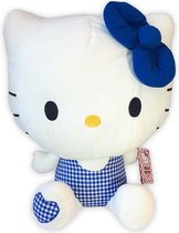 Hello Kitty (Blauw) Picknick Pluche Knuffel 40 cm {Hello Kitty Gingham Collection Plush - Speelgoed Knuffeldier Knuffelpop voor kinderen jongens meisjes | Hello Kity Kat Cat Plush Toy}