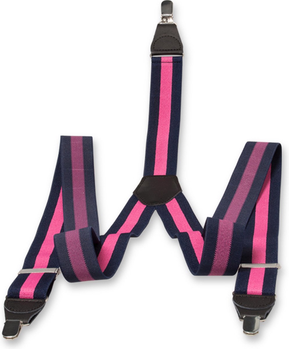 E.L. Cravatte Bretels - Gestreept - Navy / Roze