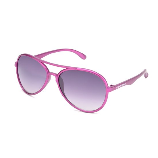 Urban Beach Unisex Zonnebril - Roze Pilootmodel met Paarse Lens - UV400 Bescherming, Inclusief Hoesje