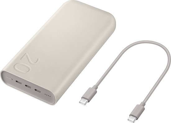 Samsung Powerbank Fast Charge 45W - 3x USB-C - 20000mAh - Beige - Noodpakket
