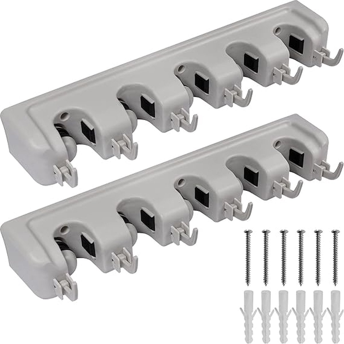 Goedkoopste bezemhouder-Set van 2 gereedschapshouders voor tuingereedschap met 6 uitklapbare haken-44,5 cm