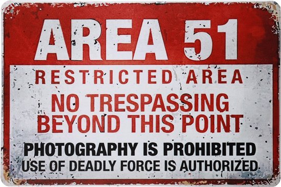 Metalen bordje mancave – Area 51 – Wandbord – Tekstbord – Metal sign – Muur decoratie – Metalen borden – Metalen wandbord – 20 x 30cm – Cave & Garden