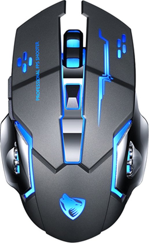 Elementkey M1 - Wireless Gaming Muis - Oplaadbaar + Draadloos - LED - 6 knoppen - 2400 DPI - USB Optische Ergonomische - Game Muis – Zwart