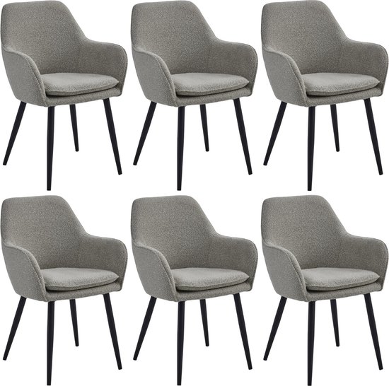 Colenis® - Chaise de salle à manger Levan - Set de 6 - Beige - Bouclé - Design