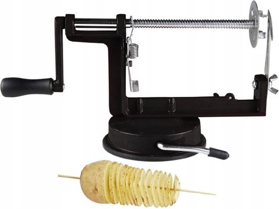 Roestvrijstalen Twister Aardappel, handmatige spiraalvormige aardappelsnijder Handmatige spaandersnijder Spaandersnijder met stabiele rubberen voet en flexibele handgreep
