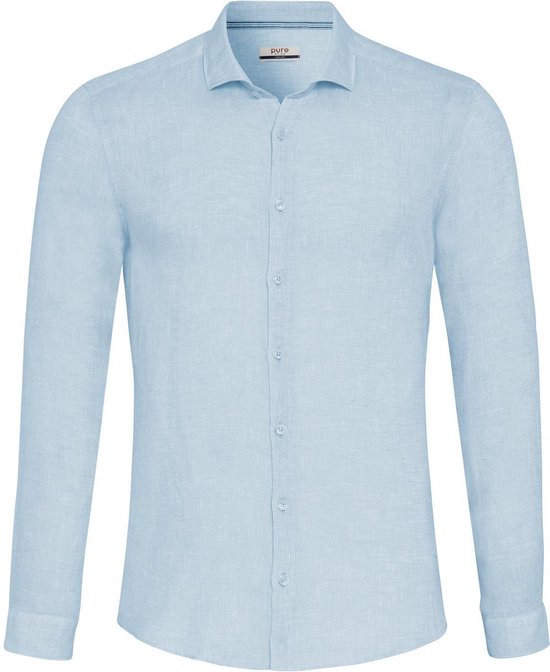 Pure H. Tico Overhemd Casual Shirt Longsleeve 3805 21110 102 Plain Light Blue Mannen Maat - XXL