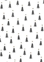 Kerstpapier Kleine Kerstbomen Zwart Wit K691775/1 - Toonbankrol breedte 40cm - 200m lang