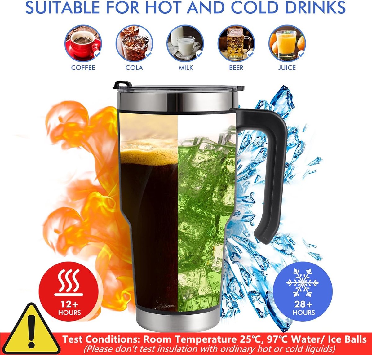 Thermische mok met rietje en handvat Drinkbeker Koffiemok voor onderweg met spatwaterdicht deksel en buisborstel Roestvrij staal vacuüm geïsoleerde autobeker voor warme koude dranken BPA-vrij — cadeau in Koken & Dineren - foto 7