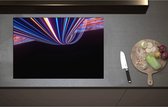 Inductieplaat Beschermer - Abstracte Neonkleurige Lijnen - 80x55 cm - 2 mm Dik - Inductie Beschermer - Bescherming Inductiekookplaat - Kookplaat Beschermer van Wit Vinyl