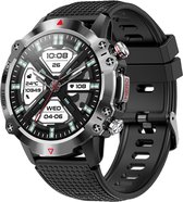 WizBay Premium Select™ Sport Smartwatch 1.39inch TFT - Bluetooth Call - Magnetic Laden - Dynamic Hart Monitor - O2 en Bloeddrukmeter - Multiple 100+ Sport Modi - Slaap Monitor - Message - Allu Mat Zwarte Case - Zwarte TPU Band