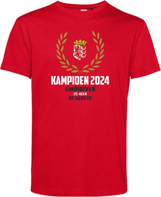 T-shirt Krans Kampioen 2024 | PSV Supporter | Eindhoven de Gekste | Shirt Kampioen | Rood | maat XXXL