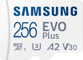 Samsung EVO Plus Carte microSD au détail 256 GB UHS-I, v30 Video Speed Class, A2 Application Performance Class avec ada