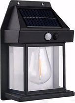 Tuinverlichting op zonne energie - Buitenlamp - Wandlamp - Met Bewegingssensor - 3 Lichtstanden - Waterbestendig tegen slecht weer - Draadloos - Tuinverlichting op zonneenergie - Solar tuinverlichting - Zwart