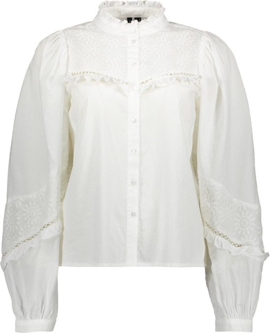 Vero Moda Blouse Vmclara L/s Emb Shirt Wvn Exp 10321919 Bright White Dames Maat - XL