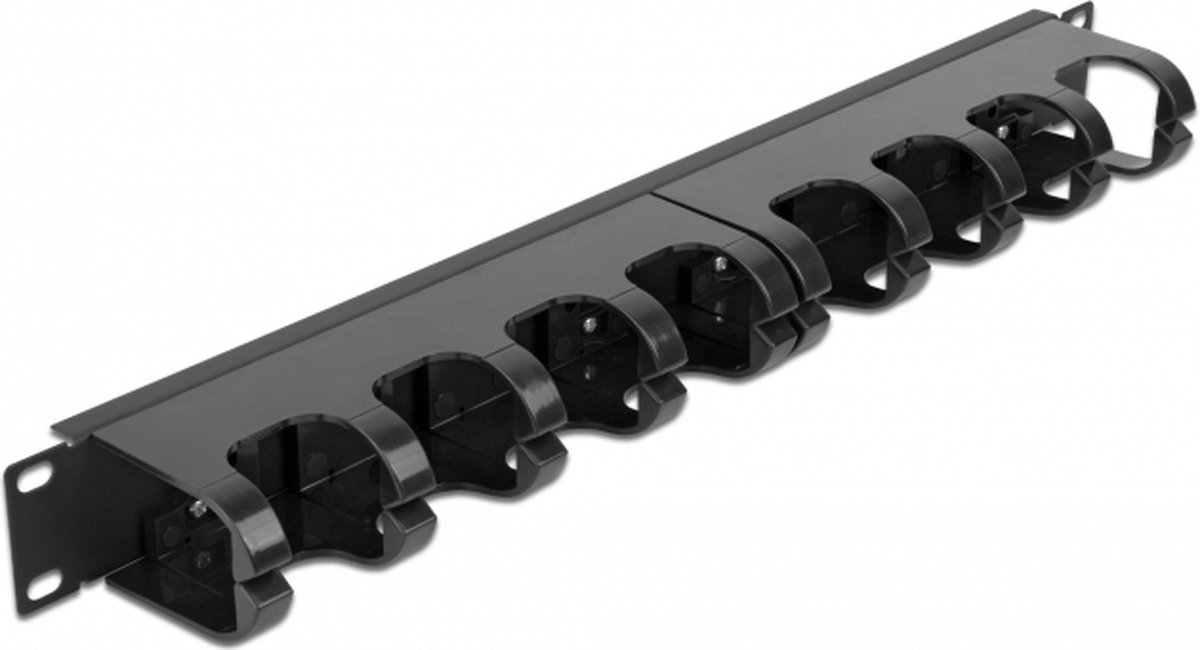 Image of 19 ″ kabelbeheerrouteringspaneel met 10 gesloten kabelroutings 1u zwart