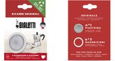 Bialetti - Set Filterplaatje + 3 ringen voor Moka Express 3 & 4 kops