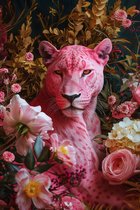 Roze Jaguar Poster | Jaguar Roze Poster | Jaguarposter | Dierenposter | Modern Art | Huisdeco | Abstracte poster | 51x71cm | Wanddecoratie | Muurposter | CW | Geschikt om in te lijsten