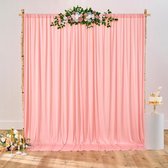 2 stuks 1,5 x 3 cm roze achtergrondgordijnen voor bruiloft party 100% polyester kreukvrije roze achtergrond gordijnen voor verjaardag