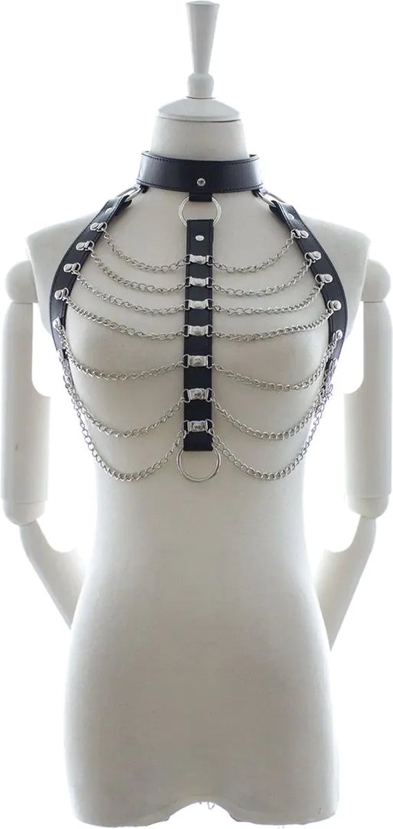 Fixxx - Verstelbare Kettingen Top - PU-Leer - One Size - Zwart