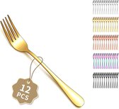 Fourchettes de table dorées de 12 pièces 18 cm, fourchettes de table en acier inoxydable, ensemble de fourchettes de table modernes, fourchettes et cuillères couverts, idéales pour la maison, le restaurant, l'hôtel, passent au lave-vaisselle