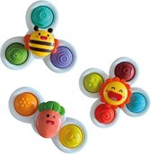 KosmoKids® Spinner - Fidget - Jouets de bain - Bébé Spinner - Jouets - 3 pièces - Jouets - Ventouse - Joyeux - Happy - speelgoed sensoriels