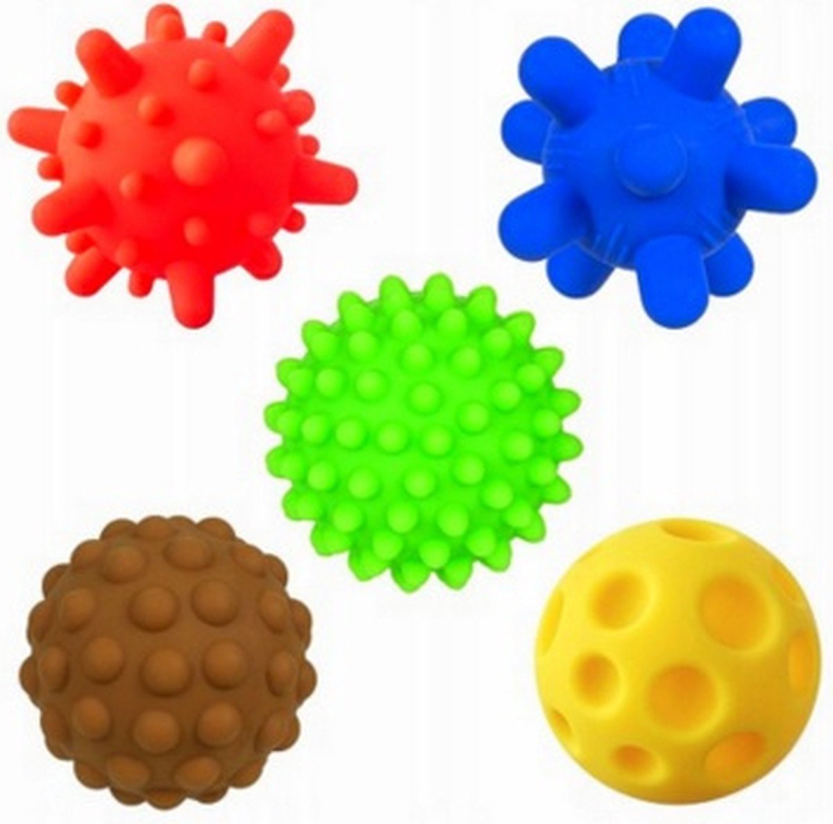 Tullo | Sensorische ballen | zonder gat | Set van 5 | 0m+ 0+ maanden 0+ maanden