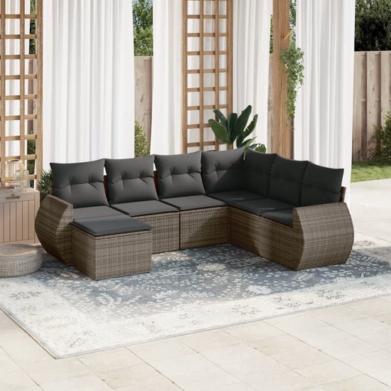 vidaXL-7-delige-Loungeset-met-kussens-poly-rattan-grijs