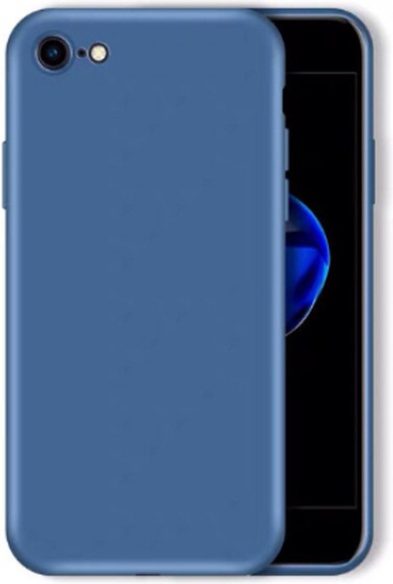 ShieldCase Siliconen hoesje met camera bescherming geschikt voor Apple iPhone SE 2022 - blauw - Flexibele en Schokbestendige Case - Krasbestendige Silicone Cover - Luxe Silicone Accessoire - Zacht en Stijlvol Telefoonhoesje