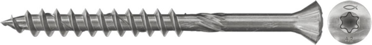 Fischer 300x Houtfaçadeschroef FFSII-RT6 4,5 x 50 mm Verzonken kop Roestvrij staal A2 Deeldraad Binnenster TX - 548561